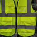 Reflective Stirps Yellow Safaty Labour Worker Vest with Zipper Pocket